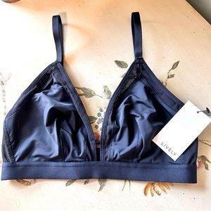 Lively Jet Black Mesh Trim Bra Bralette 32DD-DDD, 34D-DD NEW NWT